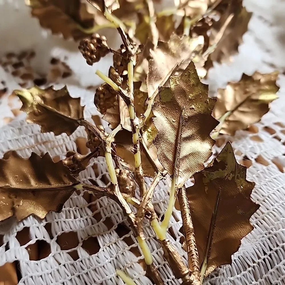 Vintage Gold Leaf Decorative Floral Picks Accent Fall Autumn Tgiving Christmas